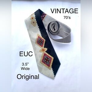 5/$25⭐️ 70’s ‘WIDE’ VINTAGE  💎 ♦️ motif TIE, geometric